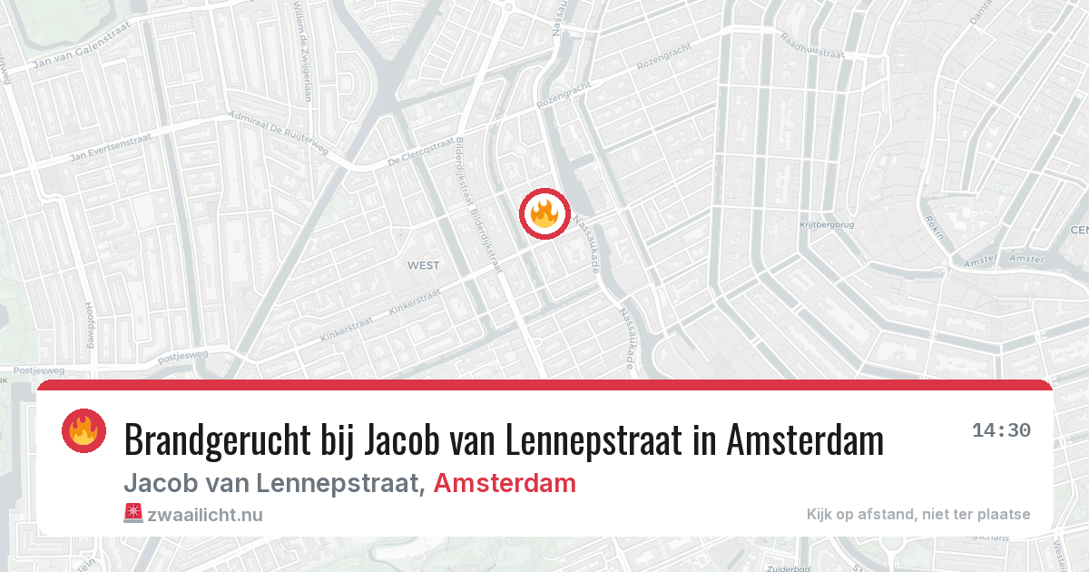 Brandgerucht bij Jacob van Lennepstraat in Amsterdam — 13 mei 2026