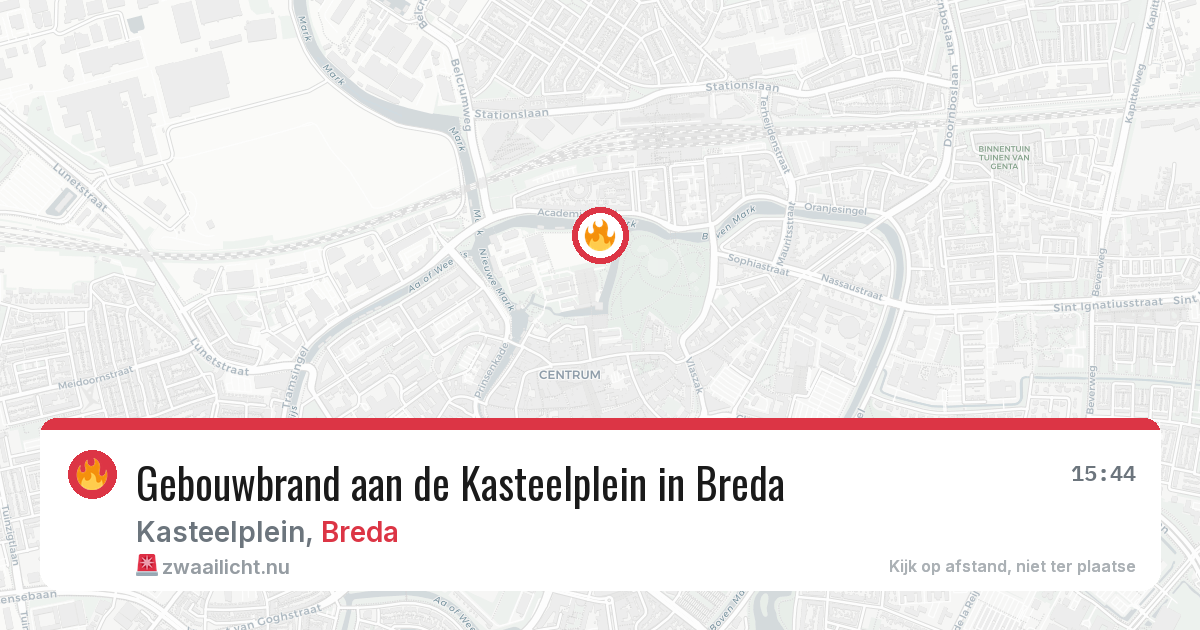 Gebouwbrand aan de Kasteelplein in Breda — 22 jul 2026