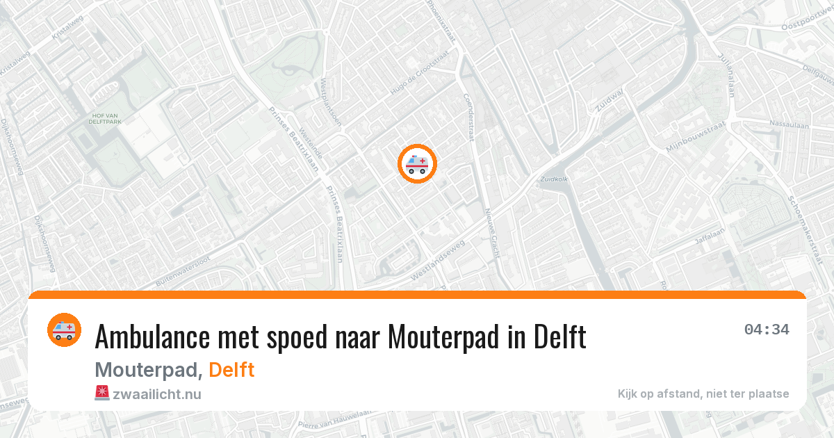 Ambulance met spoed naar Mouterpad in Delft — 4 mei 2026
