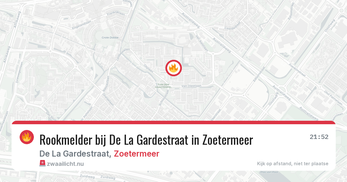 Rookmelder bij De La Gardestraat in Zoetermeer — 20 jul 2026