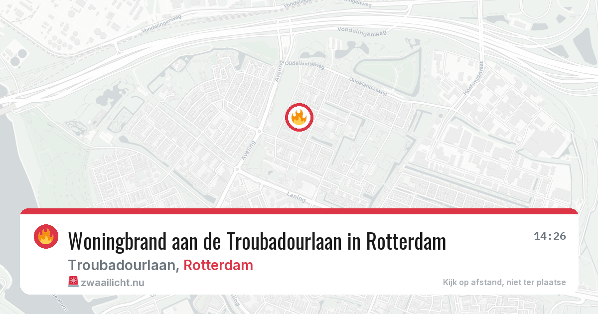 Woningbrand aan de Troubadourlaan in Rotterdam — 9 mei 2026