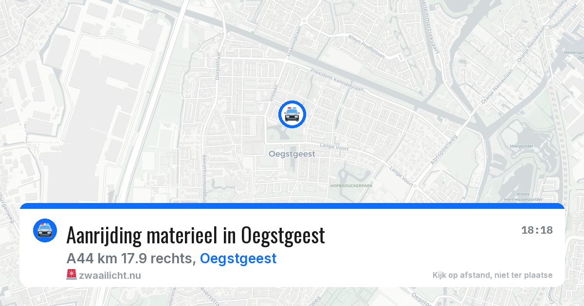 Aanrijding materieel in Oegstgeest — 20 jul 2026