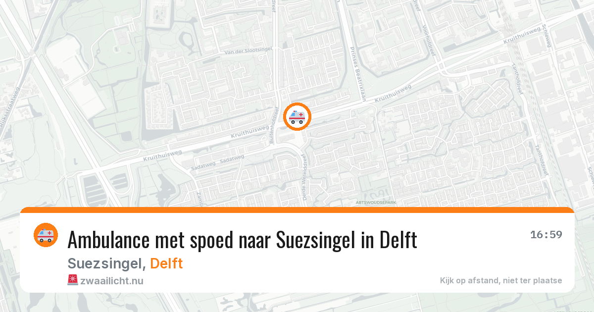 Ambulance met spoed naar Suezsingel in Delft — 25 mrt 2026