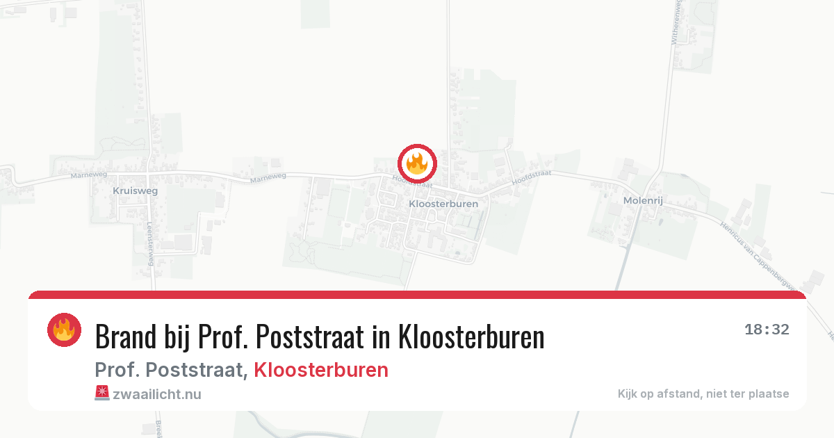 Brand bij Prof. Poststraat in Kloosterburen — 10 mrt 2026