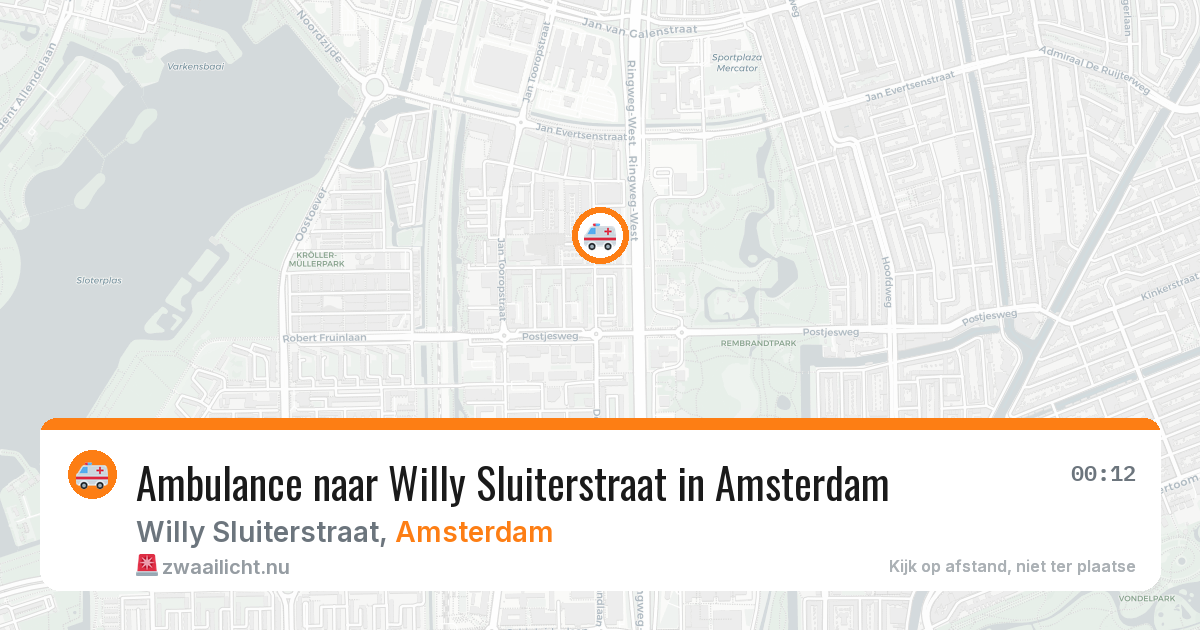 Ambulance naar Willy Sluiterstraat in Amsterdam — 14 jul 2026