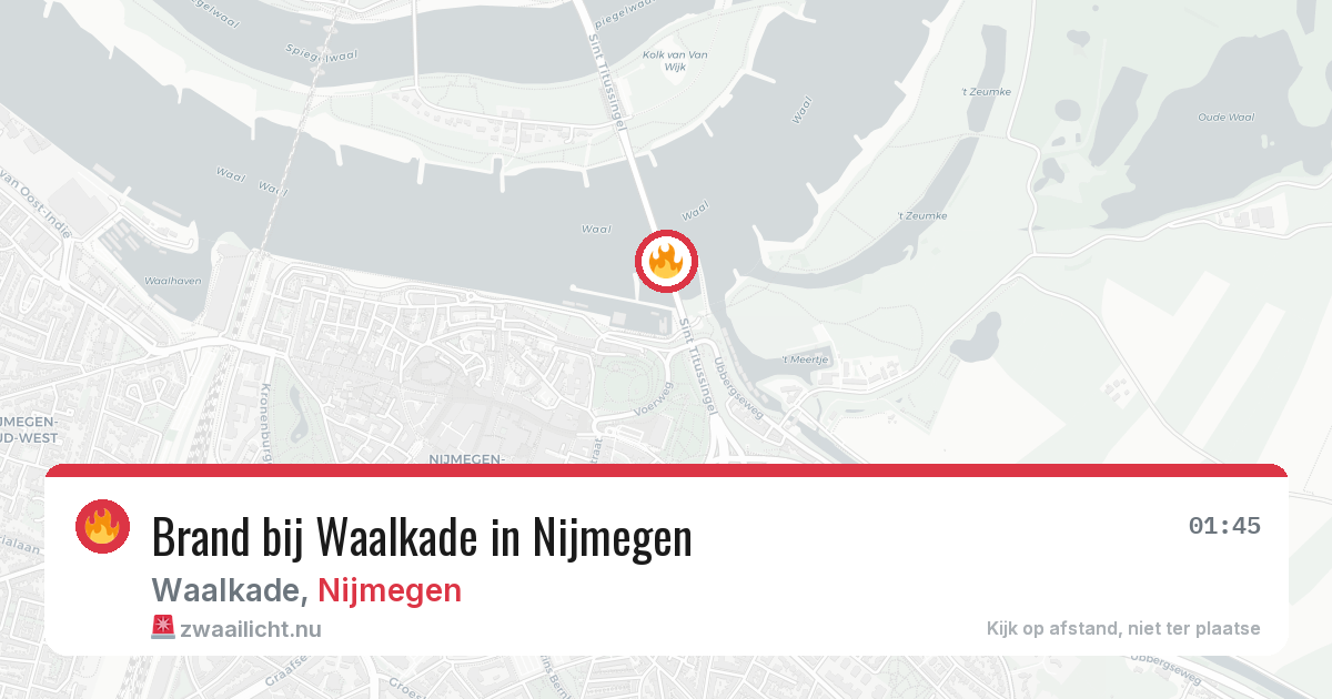 Brand bij Waalkade in Nijmegen — 12 jul 2026