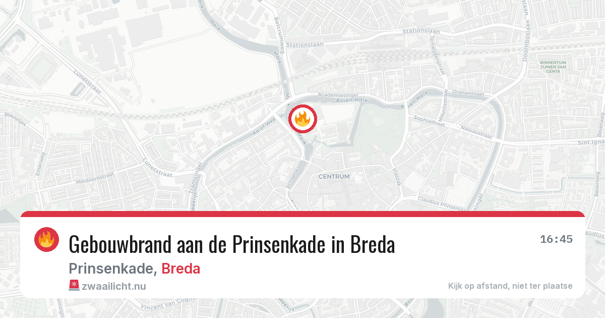 Gebouwbrand aan de Prinsenkade in Breda — 4 jun 2026
