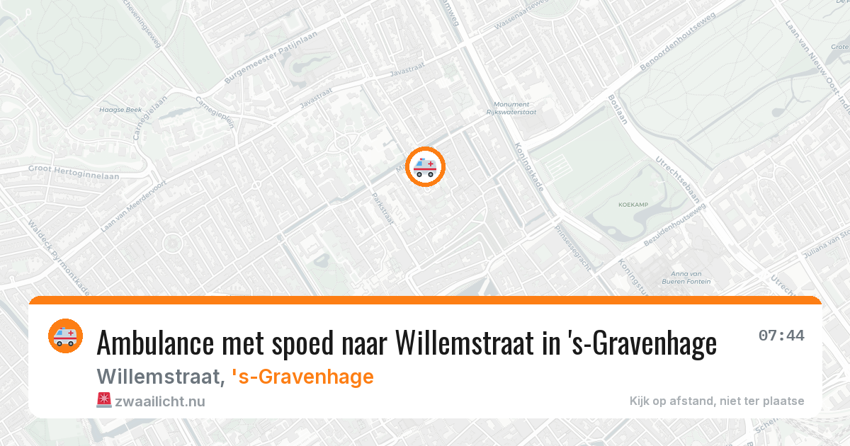 Ambulance met spoed naar Willemstraat in 's-Gravenhage — 21 mrt 2026