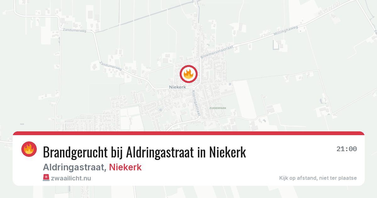 Brandgerucht bij Aldringastraat in Niekerk — 12 feb 2026