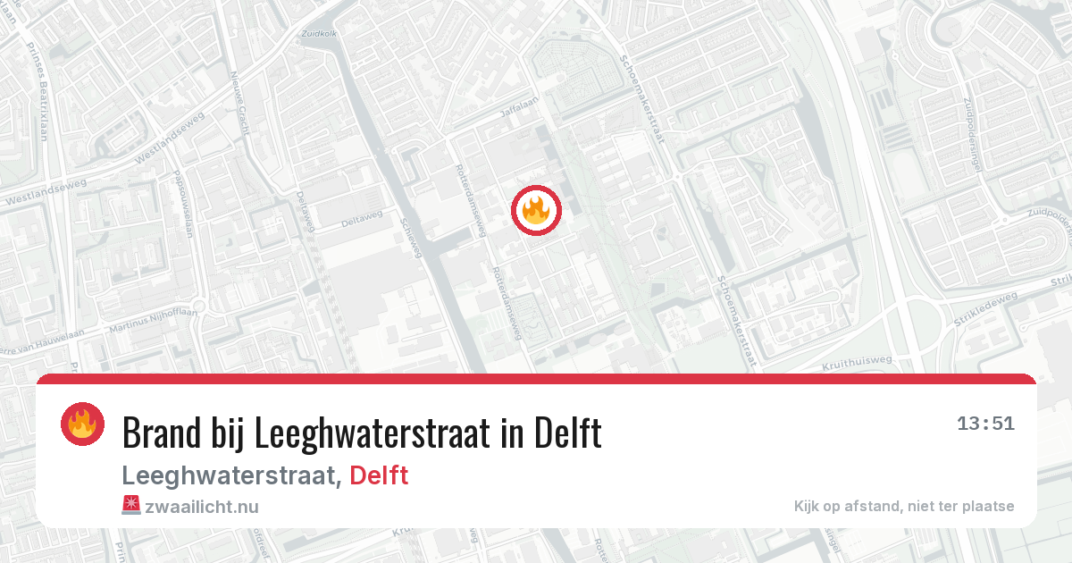 Brand bij Leeghwaterstraat in Delft — 14 jul 2026