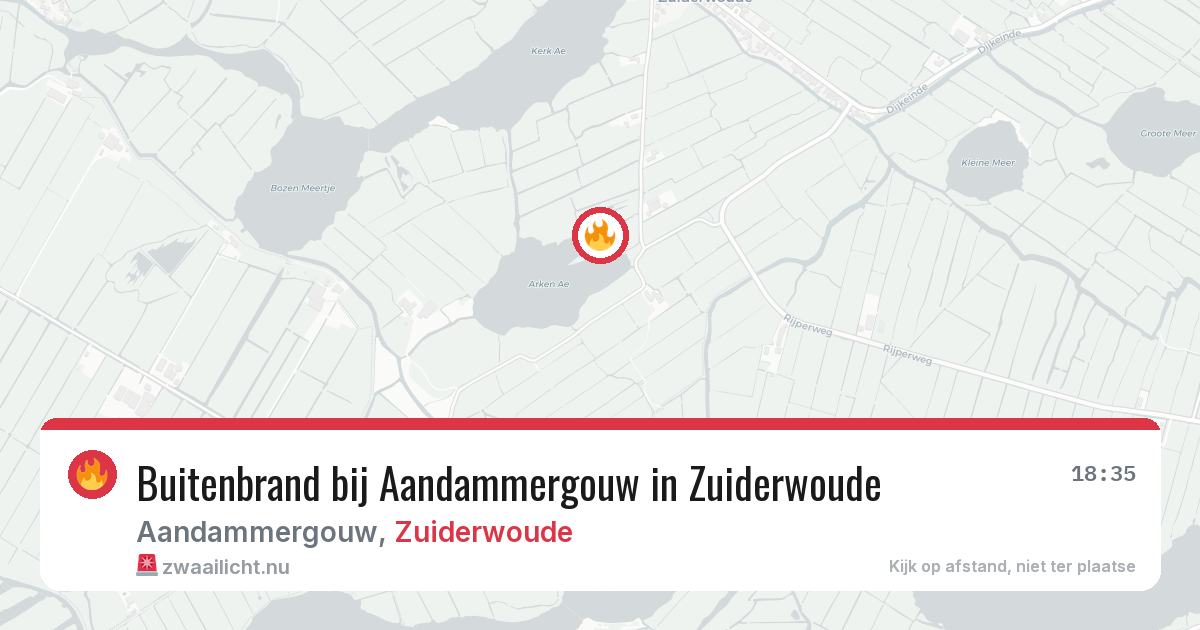 Buitenbrand bij Aandammergouw in Zuiderwoude — 19 apr 2026
