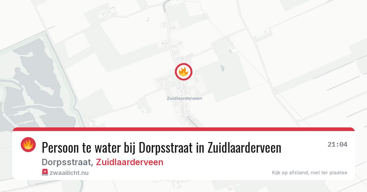 Persoon te water bij Dorpsstraat in Zuidlaarderveen — 18 mrt 2026