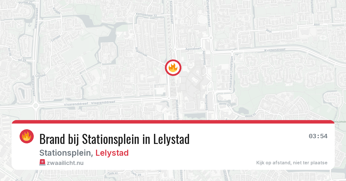 Brand bij Stationsplein in Lelystad — 28 mrt 2026