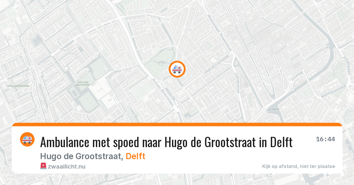 Ambulance met spoed naar Hugo de Grootstraat in Delft — 9 mei 2026