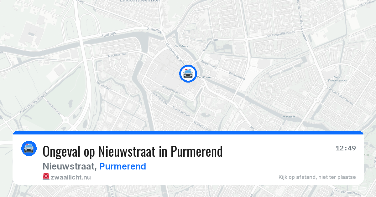 Ongeval op Nieuwstraat in Purmerend — 13 jul 2026