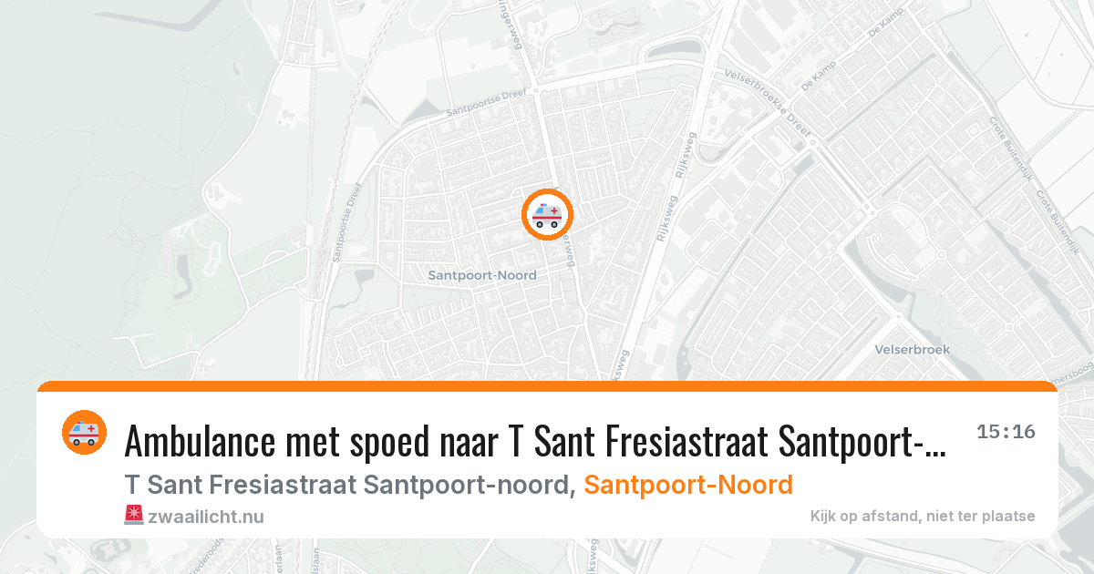 Ambulance met spoed naar T Sant Fresiastraat Santpoort-noord in Santpoort-Noord — 16 jul 2026