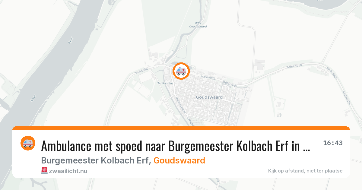 Ambulance met spoed naar Burgemeester Kolbach Erf in Goudswaard — 22 jul 2026