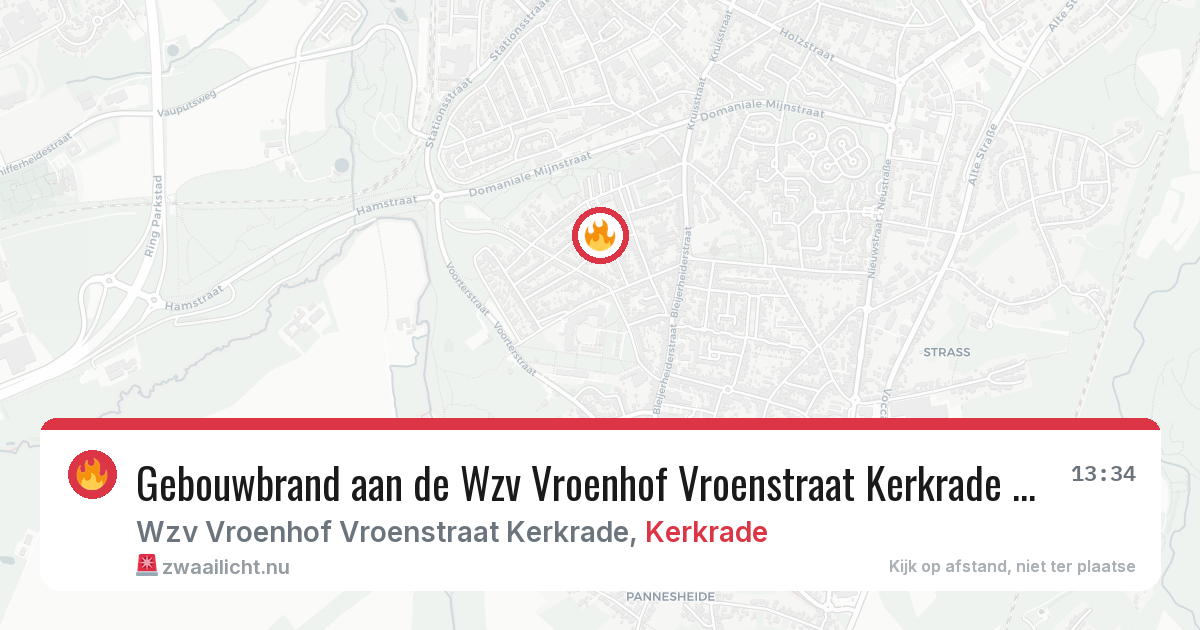 Gebouwbrand aan de Wzv Vroenhof Vroenstraat Kerkrade in Kerkrade — 8 apr 2026