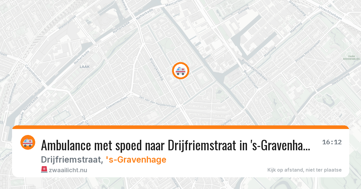 Ambulance met spoed naar Drijfriemstraat in 's-Gravenhage — 15 mrt 2026