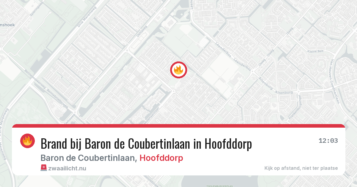 Brand bij Baron de Coubertinlaan in Hoofddorp — 18 mei 2026