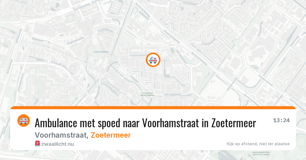 Ambulance met spoed naar Voorhamstraat in Zoetermeer — 20 jul 2026