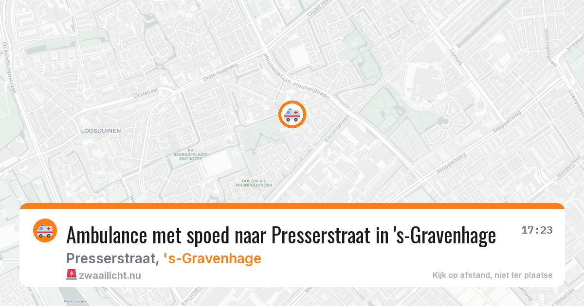Ambulance met spoed naar Presserstraat in 's-Gravenhage — 17 mei 2026