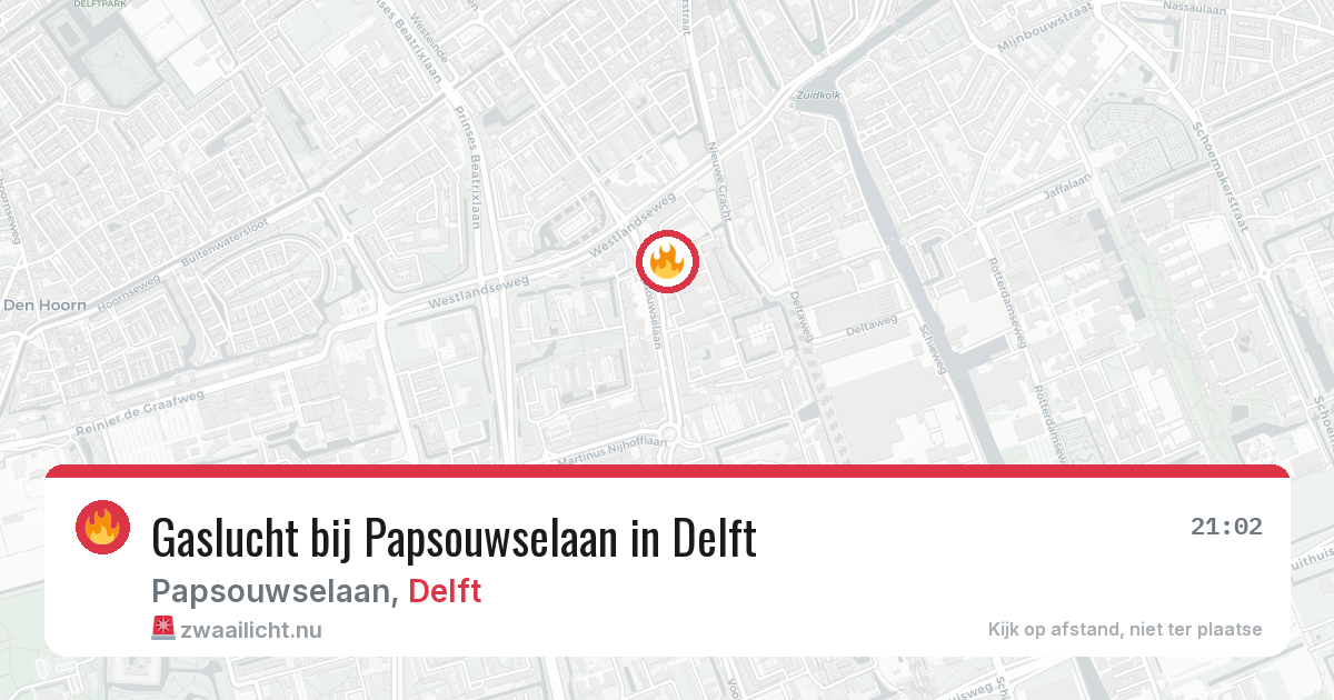 Gaslucht bij Papsouwselaan in Delft — 12 mei 2026