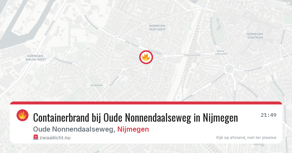 Containerbrand bij Oude Nonnendaalseweg in Nijmegen — 9 apr 2026