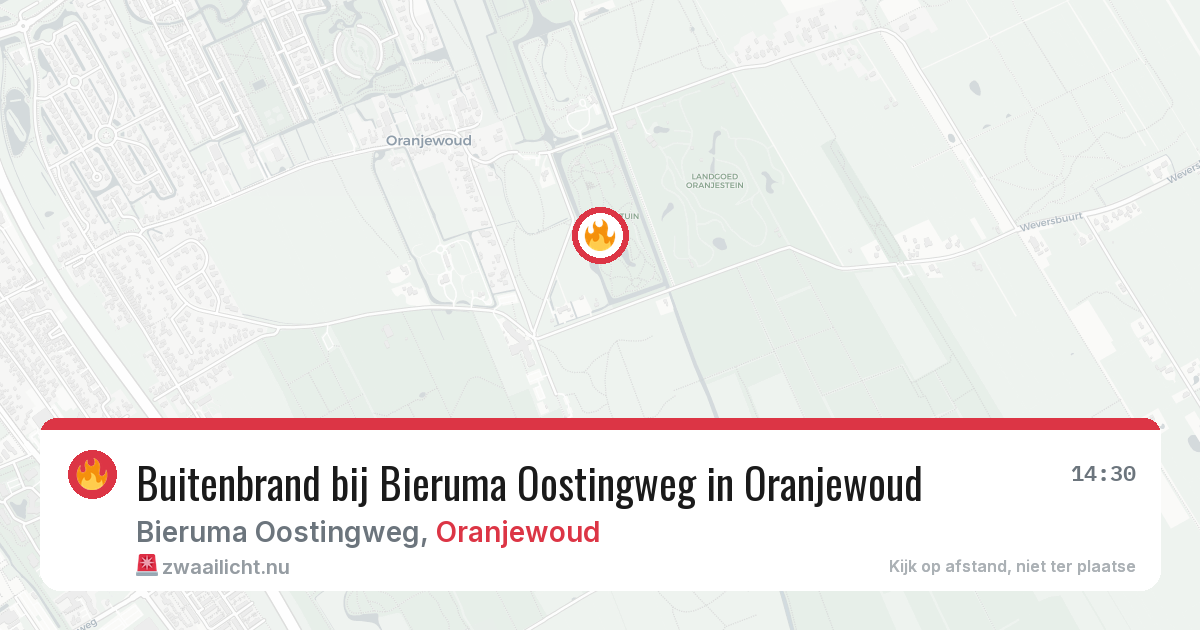 Buitenbrand bij Bieruma Oostingweg in Oranjewoud — 21 mrt 2026