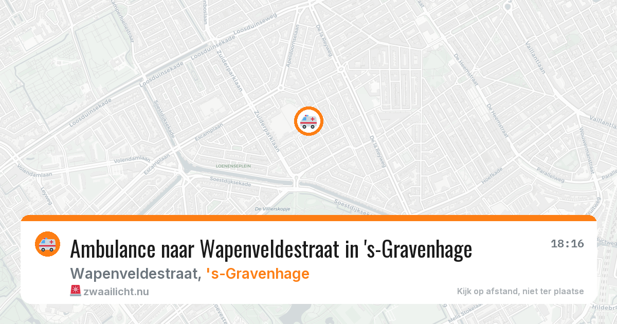 Ambulance naar Wapenveldestraat in 's-Gravenhage — 16 jul 2026
