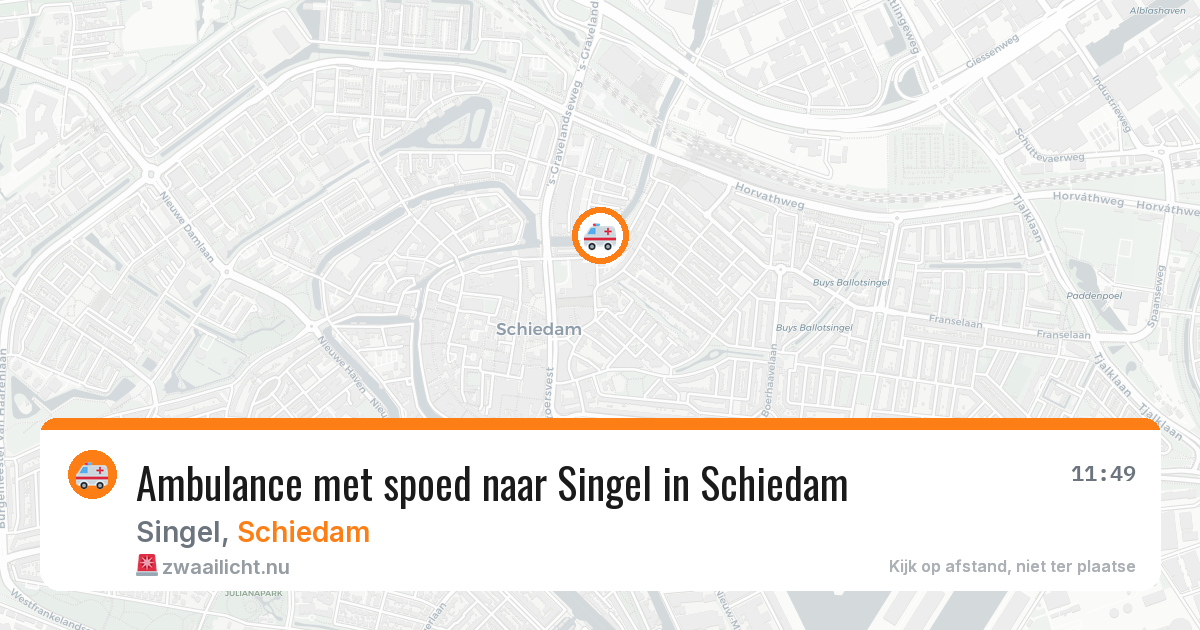 Ambulance met spoed naar Singel in Schiedam — 11 mei 2026