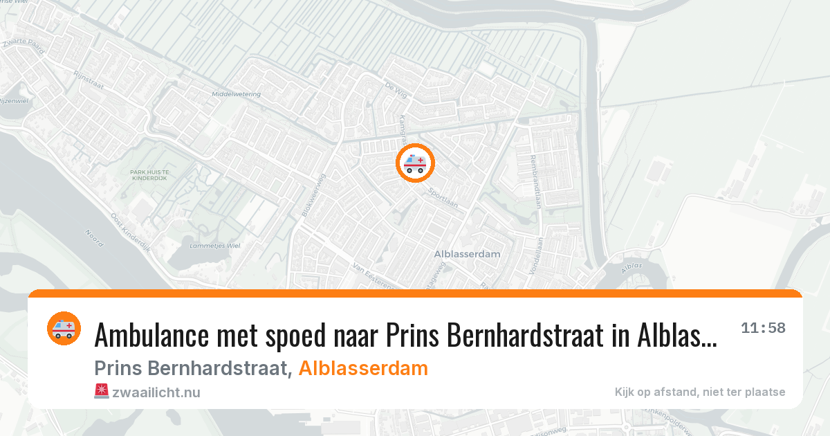 Ambulance met spoed naar Prins Bernhardstraat in Alblasserdam — 24 jul 2026