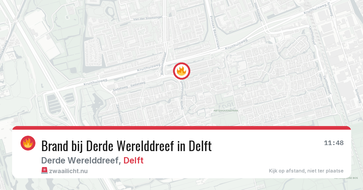 Brand bij Derde Werelddreef in Delft — 17 mrt 2026