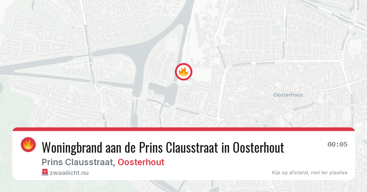 Woningbrand aan de Prins Clausstraat in Oosterhout — 11 apr 2026