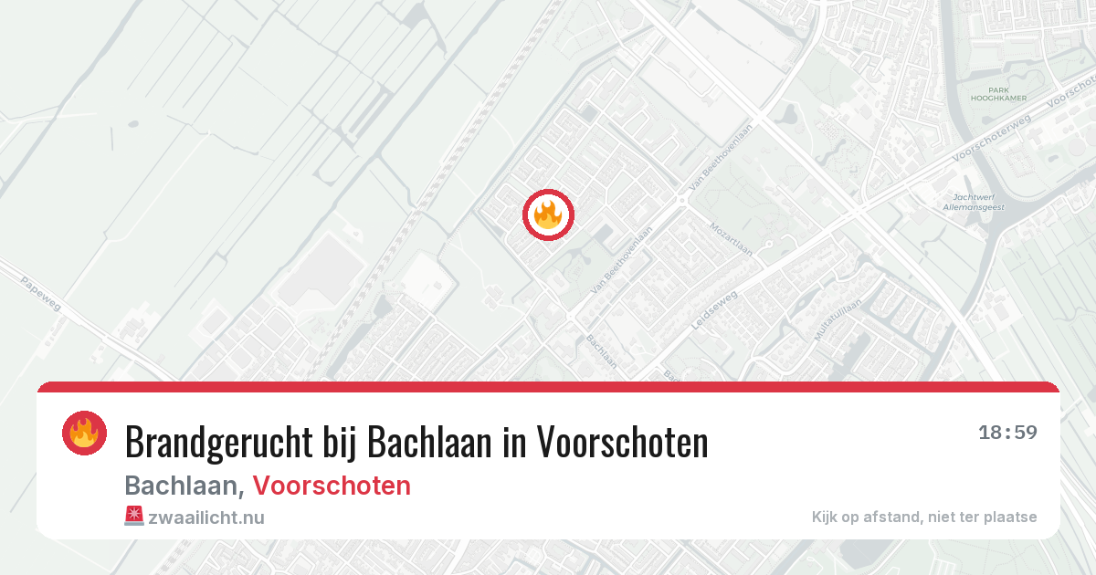 Brandgerucht bij Bachlaan in Voorschoten — 22 mrt 2026