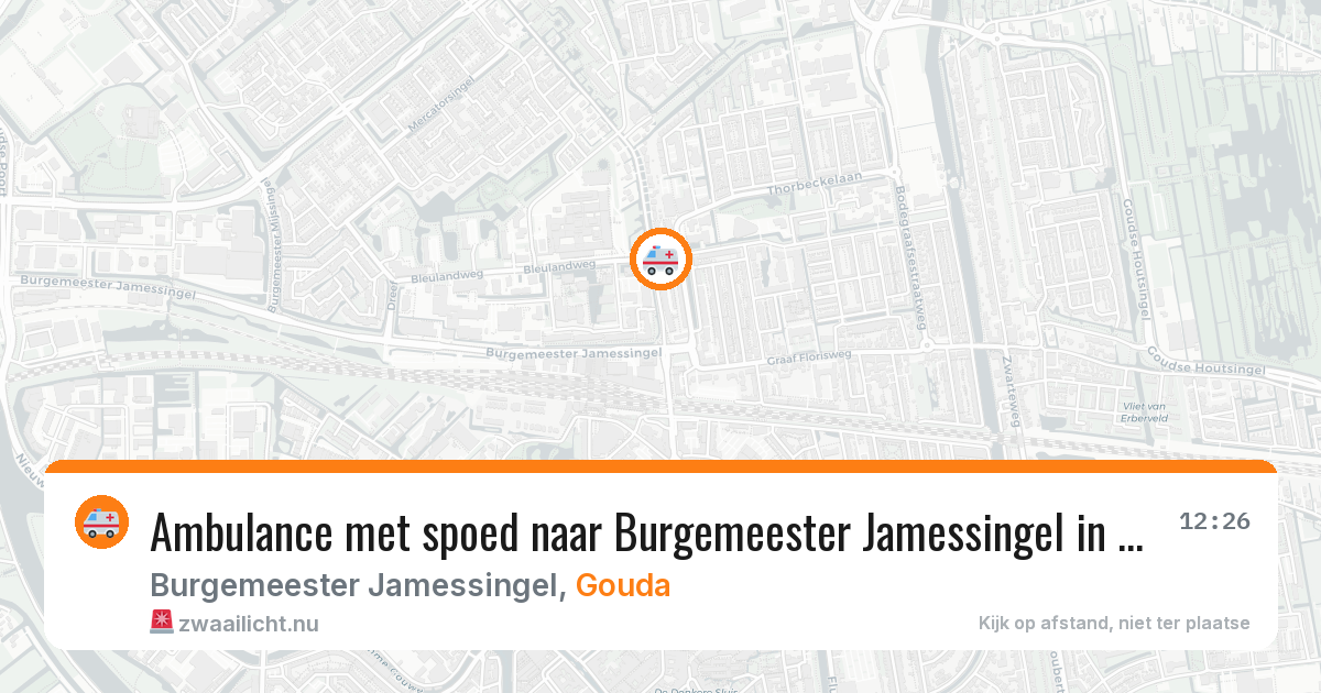 Ambulance met spoed naar Burgemeester Jamessingel in Gouda — 22 jul 2026
