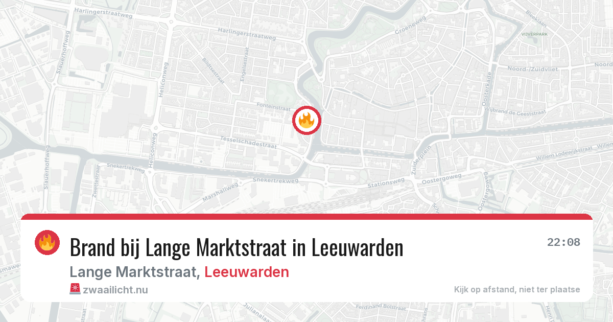 Brand bij Lange Marktstraat in Leeuwarden — 16 jul 2026