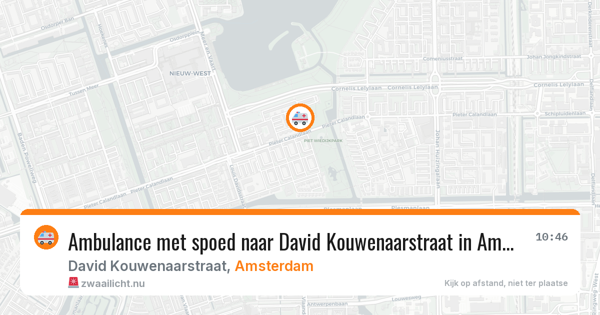 Ambulance met spoed naar David Kouwenaarstraat in Amsterdam — 22 mrt 2026