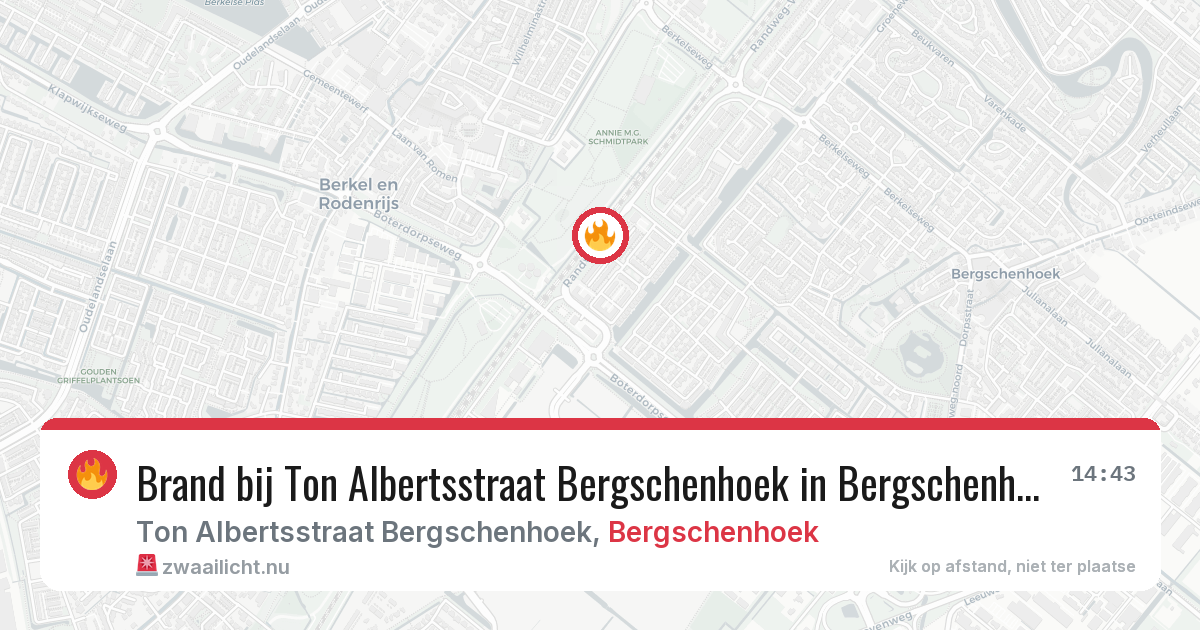 Brand bij Ton Albertsstraat Bergschenhoek in Bergschenhoek — 12 jul 2026
