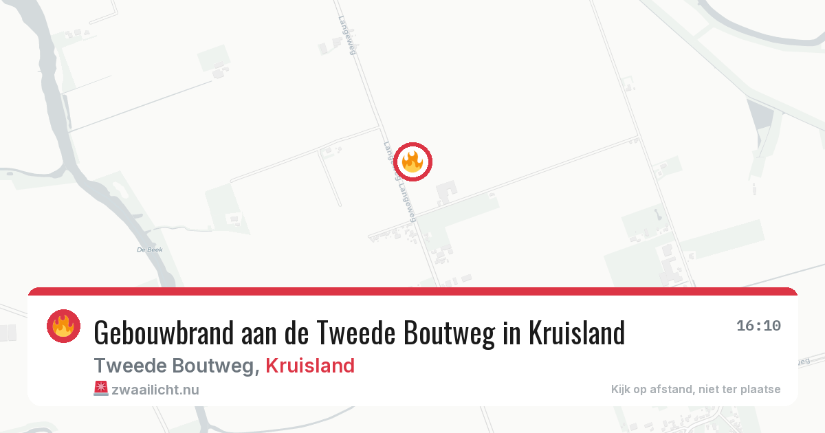 Gebouwbrand aan de Tweede Boutweg in Kruisland — 26 mei 2026
