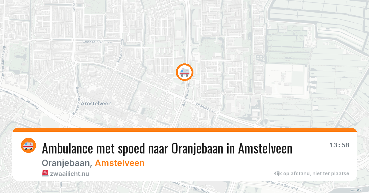 Ambulance met spoed naar Oranjebaan in Amstelveen — 16 jul 2026