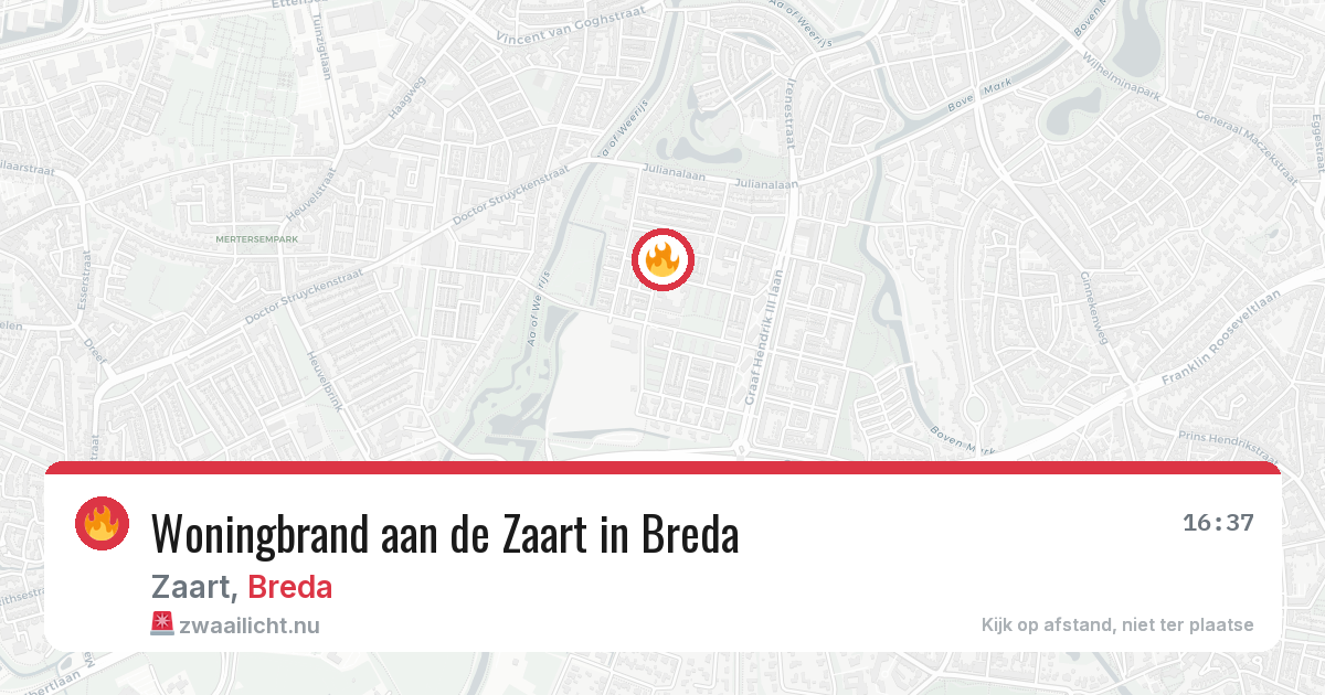 Woningbrand aan de Zaart in Breda — 28 mrt 2026