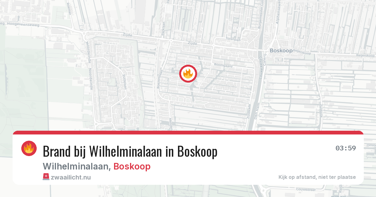 Brand bij Wilhelminalaan in Boskoop — 11 jul 2026