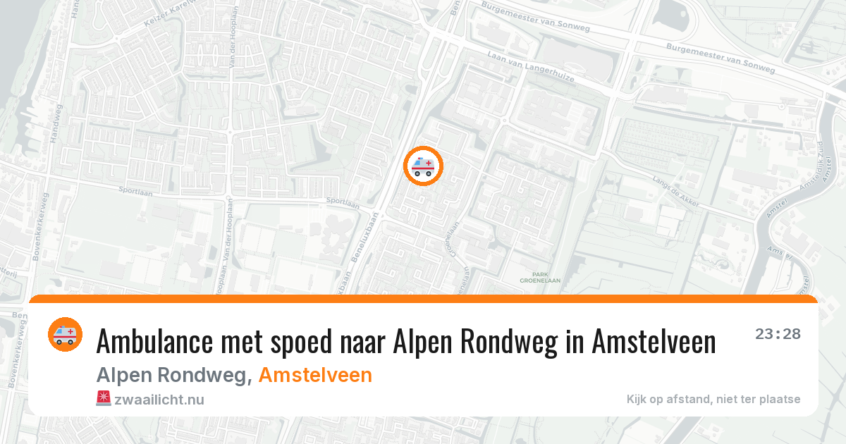 Ambulance met spoed naar Alpen Rondweg in Amstelveen — 20 jul 2026