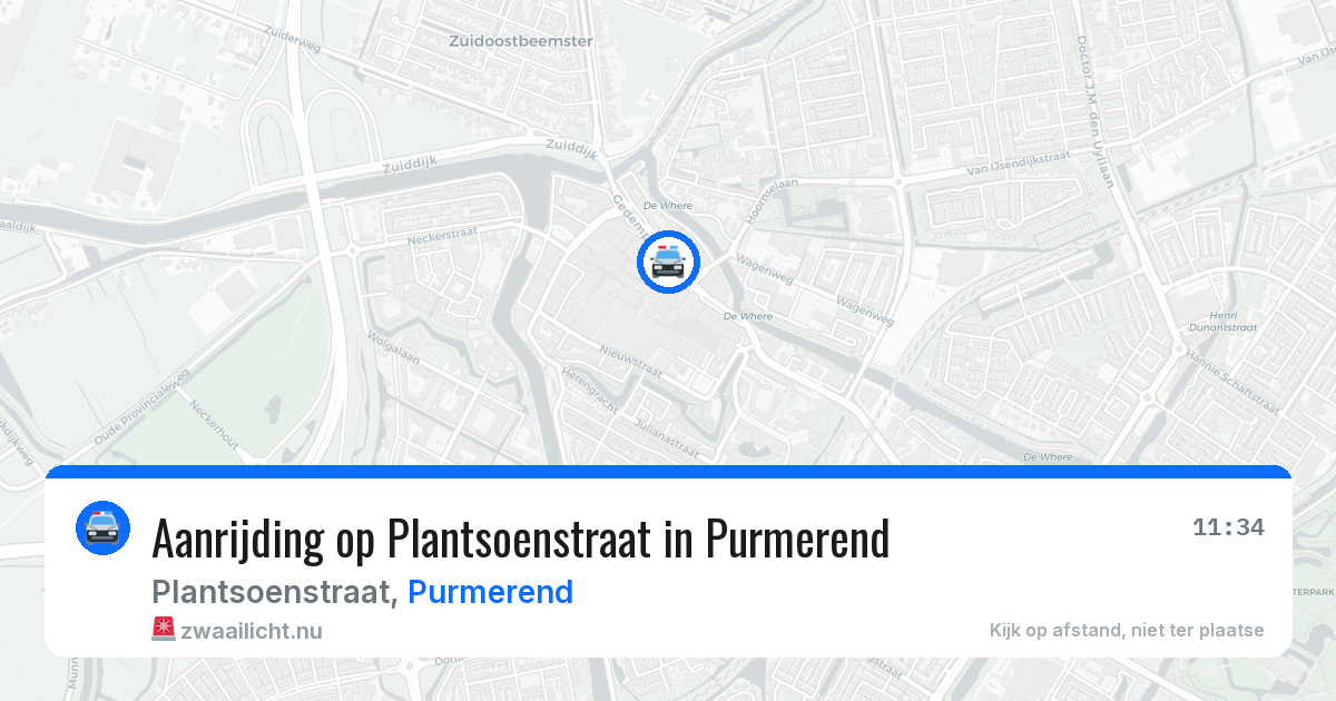 Aanrijding op Plantsoenstraat in Purmerend — 17 jul 2026