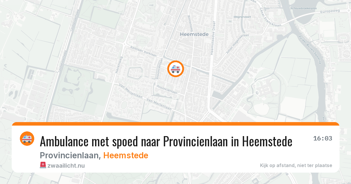 Ambulance met spoed naar Provincienlaan in Heemstede — 23 jul 2026