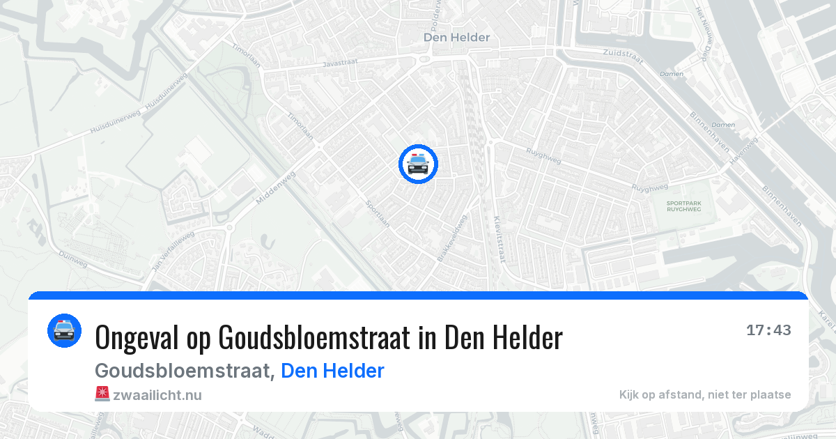 Ongeval op Goudsbloemstraat in Den Helder — 16 jul 2026