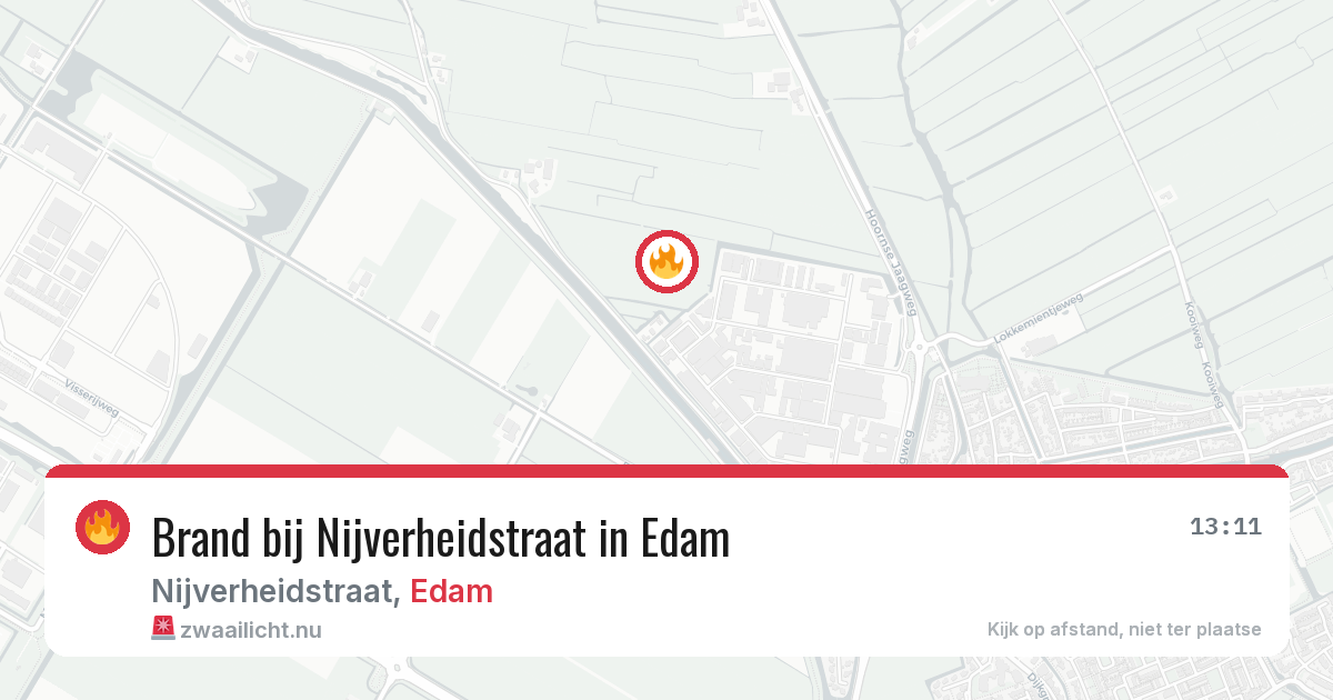 Brand bij Nijverheidstraat in Edam — 24 jul 2026