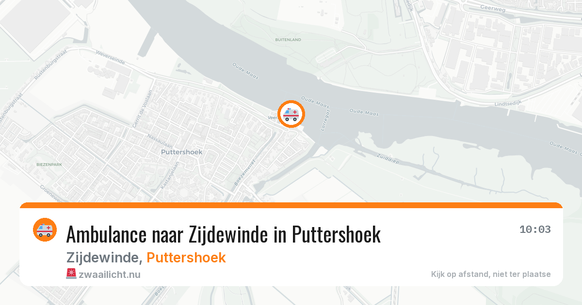 Ambulance naar Zijdewinde in Puttershoek — 25 jul 2026