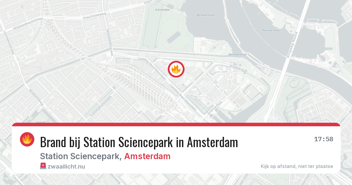 Brand bij Station Sciencepark in Amsterdam — 17 jul 2026